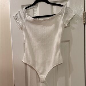 Lovers And Friends ribbed off the shoulder, short sleeve bodysuit